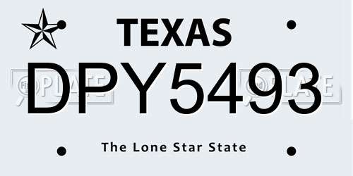 DPY5493 Texas License Plate