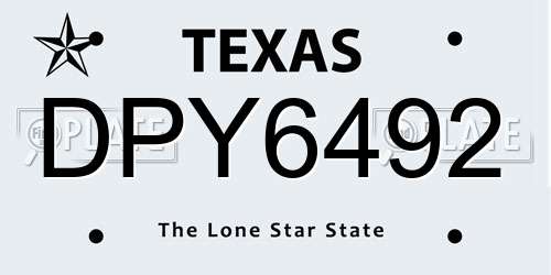 DPY6492 Texas License Plate