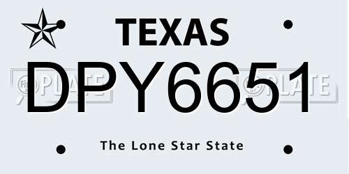 DPY6651 Texas License Plate