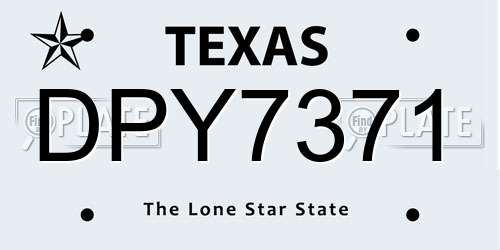 DPY7371 Texas License Plate