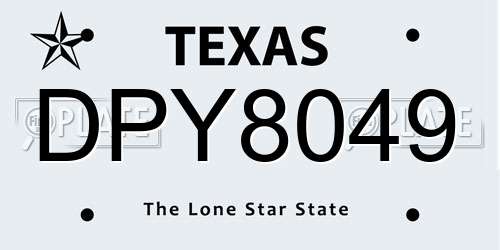 DPY8049 Texas License Plate