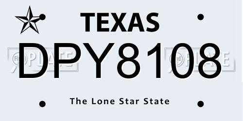 DPY8108 Texas License Plate