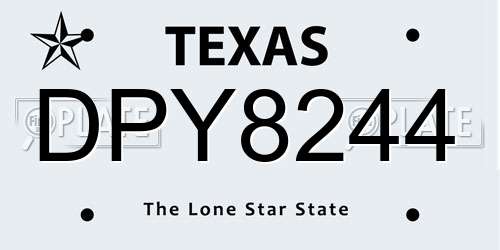 DPY8244 Texas License Plate