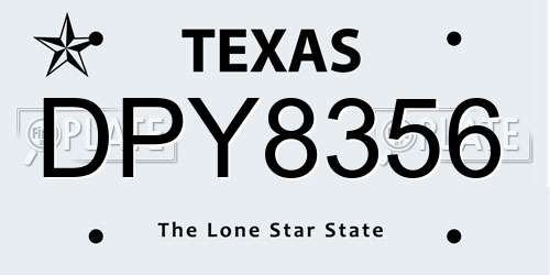 DPY8356 Texas License Plate