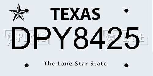 DPY8425 Texas License Plate