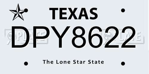DPY8622 Texas License Plate
