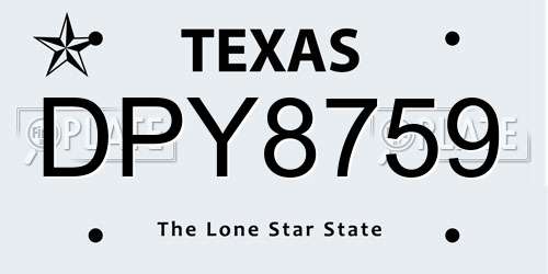 DPY8759 Texas License Plate