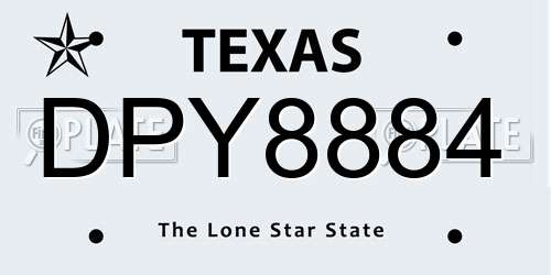 DPY8884 Texas License Plate