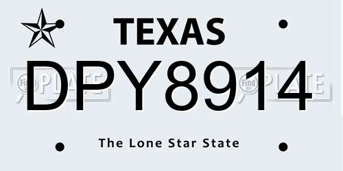 DPY8914 Texas License Plate