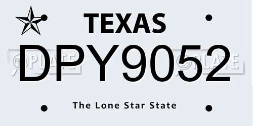 DPY9052 Texas License Plate