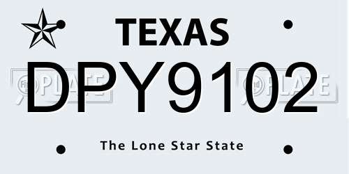 DPY9102 Texas License Plate