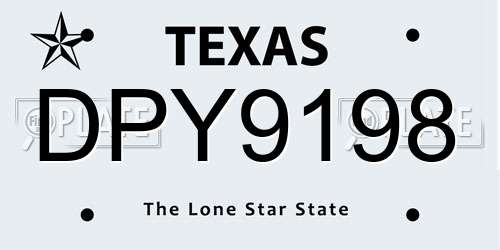DPY9198 Texas License Plate