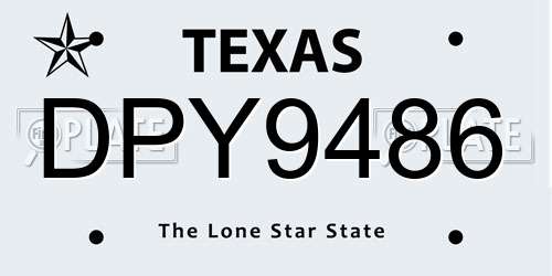 DPY9486 Texas License Plate