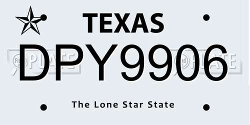 DPY9906 Texas License Plate