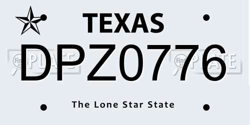 DPZ0776 Texas License Plate