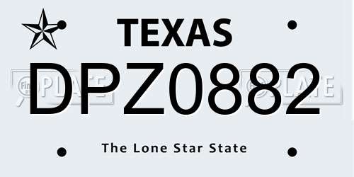 DPZ0882 Texas License Plate