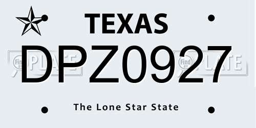 DPZ0927 Texas License Plate