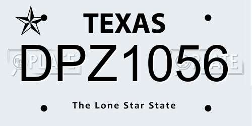 DPZ1056 Texas License Plate