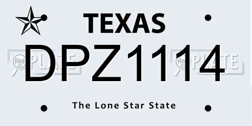 DPZ1114 Texas License Plate