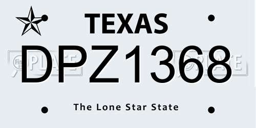 DPZ1368 Texas License Plate