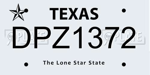 DPZ1372 Texas License Plate