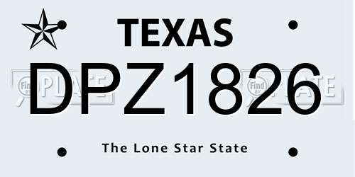 DPZ1826 Texas License Plate