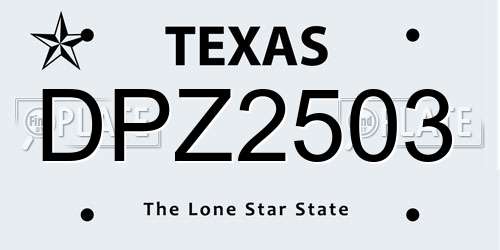 DPZ2503 Texas License Plate