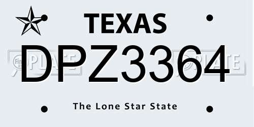 DPZ3364 Texas License Plate