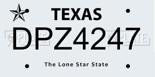 DPZ4247 Texas License Plate