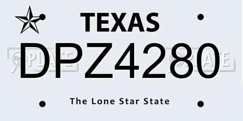 DPZ4280 Texas License Plate