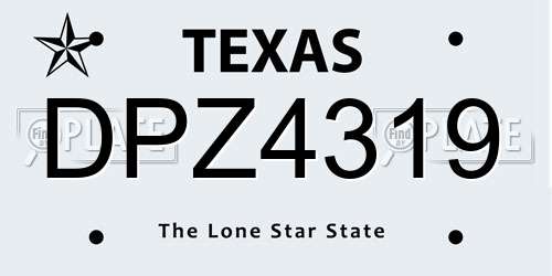 DPZ4319 Texas License Plate