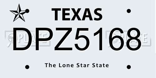 DPZ5168 Texas License Plate