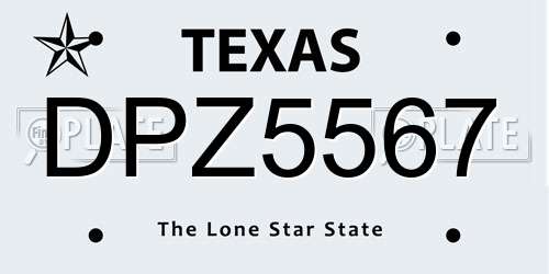 DPZ5567 Texas License Plate