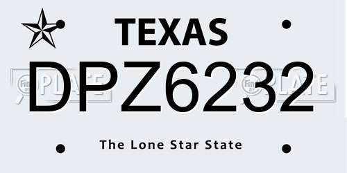 DPZ6232 Texas License Plate