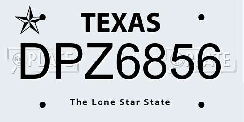 DPZ6856 Texas License Plate