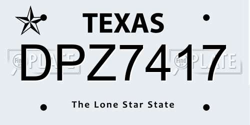 DPZ7417 Texas License Plate