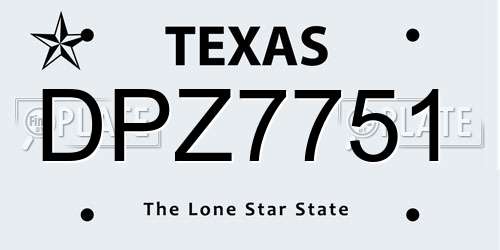 DPZ7751 Texas License Plate