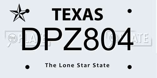 DPZ804 Texas License Plate