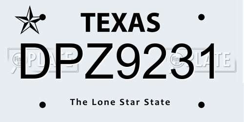 DPZ9231 Texas License Plate