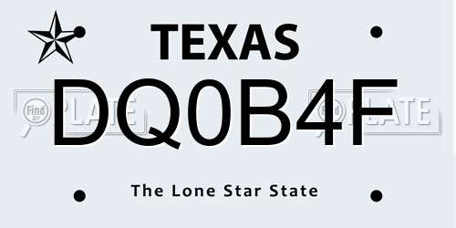 DQ0B4F Texas License Plate