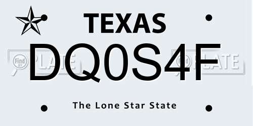 DQ0S4F Texas License Plate