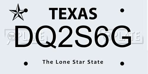 DQ2S6G Texas License Plate