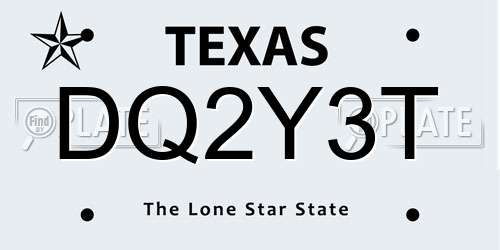 DQ2Y3T Texas License Plate