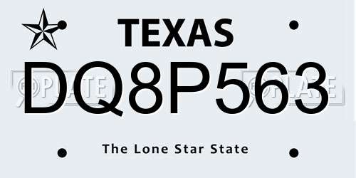 DQ8P563 Texas License Plate