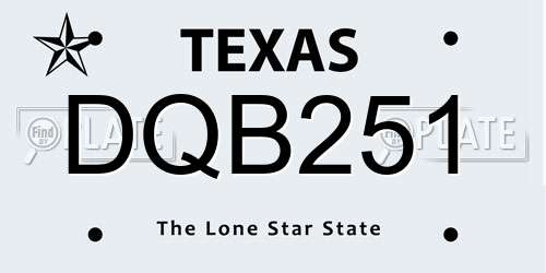 DQB251 Texas License Plate