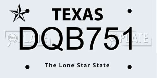 DQB751 Texas License Plate