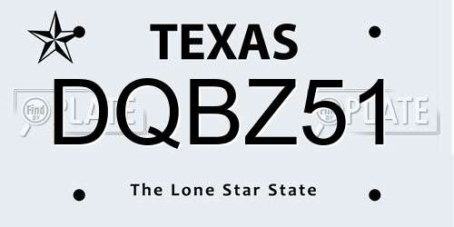 DQBZ51 Texas License Plate
