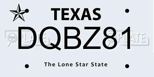 DQBZ81 Texas License Plate