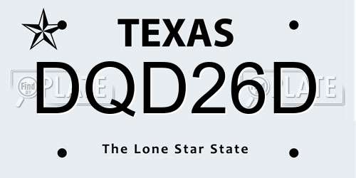 DQD26D Texas License Plate