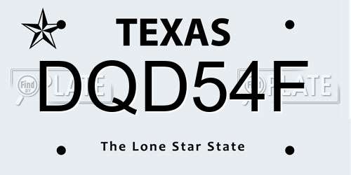 DQD54F Texas License Plate